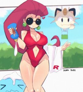 jessie-sex-art-–-one-piece-swimsuit,-sunglasses,-meowth-(team-rocket),-smiling,-kap-o