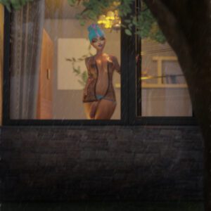 league-of-legends-hentai-art-–-dark-skinned-futanari,-window,-rain,-otavioxooking-at-viewer,-pink-and-blue-hair,-solo-futa
