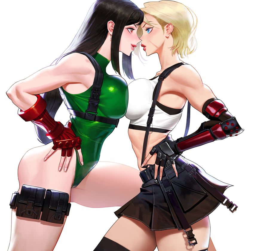 final-fantasy-porn-hentai-–-blue-eyes,-elbow-gloves,-black-hair,-skirt,-crossover,-breasts