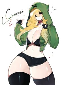 minecraft-hentai-art-–-blonde-hair,-cleavage,-red-collar,-big-breasts,-white-background