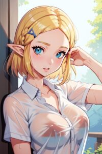 the-legend-of-zelda-sex-art-–-blonde-hair,-nipples,-blue-hairclip,-pointy-ears,-blue-eyes,-wet-shirt,-ai-generated