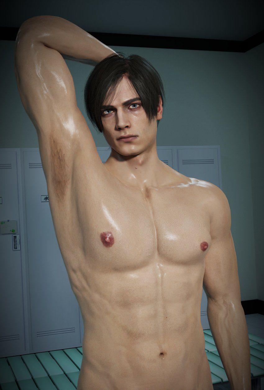 resident-evil-free-sex-art-–-locker-room,-blender,-leon-scott-kennedy,-armpits,-hairy-armpits