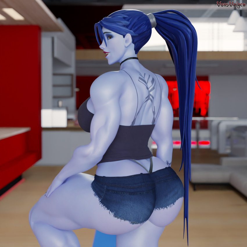 overwatch-hot-hentai-–-mirror,-widowmaker,-ponytail,-tattoo,-ass,-oiled,-muscular-female