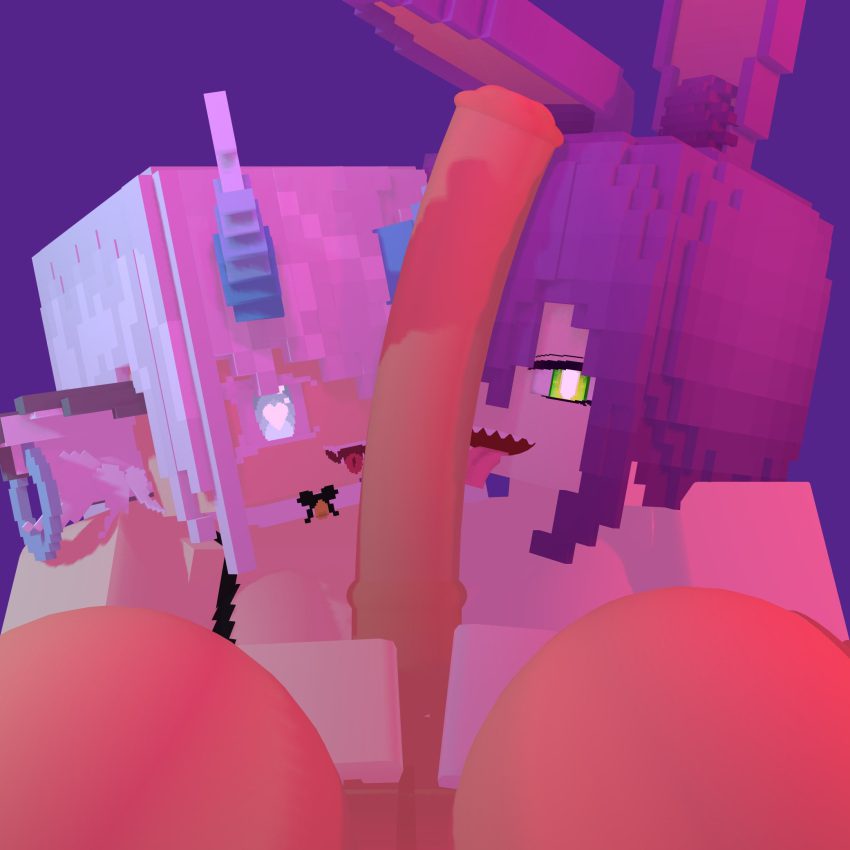 minecraft-rule-–-green-eyes,-purple-hair,-looking-at-viewer,-horsecock,-mine-imator,-rabbit-humanoid