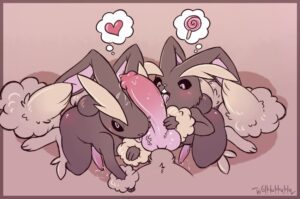 pokemon-porn-hentai-–-lopunny,-mammal,-genital-fluids,-male/male,-tongue,-heart,-tongue-out