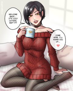 resident-evil-hot-hentai-–-cup,-dialogue,-yellow-eyes,-smiling-at-viewer,-stockings,-red-lipstick,-heart