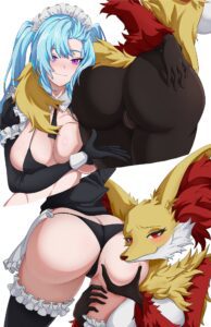 pokemon-porn-–-maid-uniform,-thong,-presenting-pussy,-white-fur,-grabbing-from-behind
