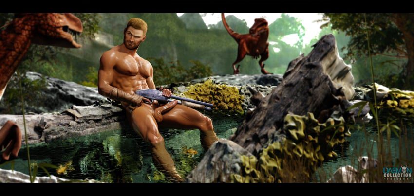 tomb-raider-hentai-porn-–-male-only,-larson,-dinosaur,-naked-male,-light-skinned-male,-abs