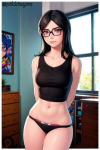 jawbreaker-porn-hentai-–-tank-top,-navel,-arms-behind-back,-breasts,-medium-breasts,-lips