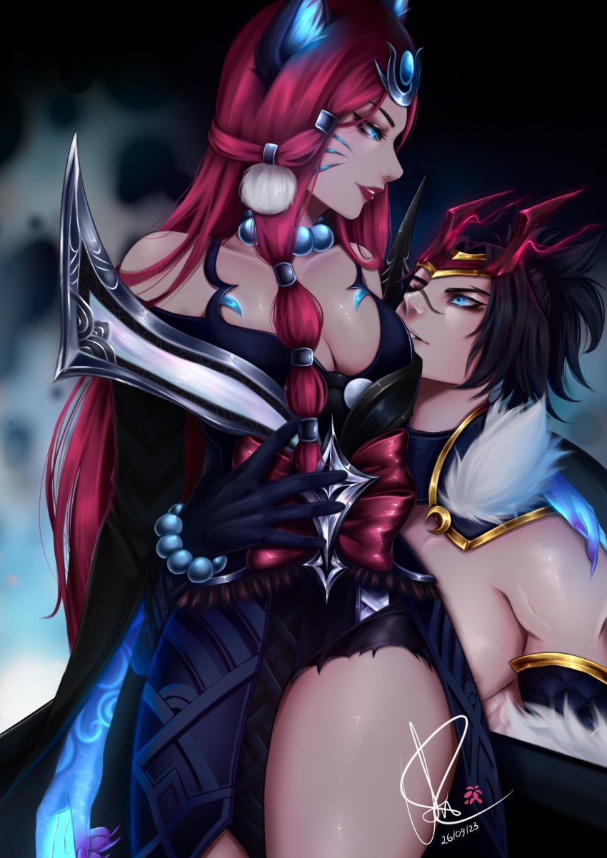 league-of-legends-free-sex-art-–-looking-at-partner,-snow-moon-kayn,-black-hair