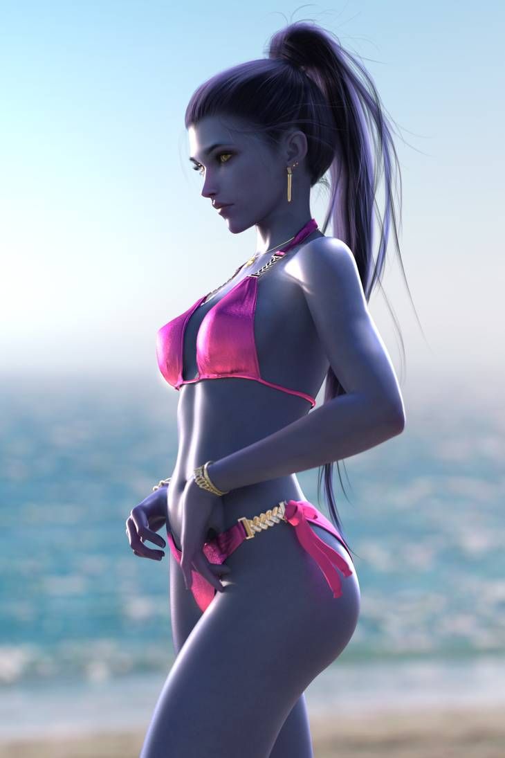 overwatch-hentai-–-female,-pink-bikini,-l,-slim-waist,-blue-hair,-blizzard-entertainment,-necklace