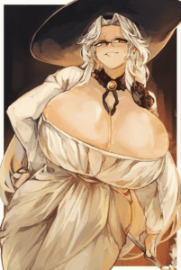 resident-evil-sex-art-–-glasses,-female,-hat,-white-dress