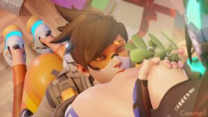 overwatch-hentai-–-breasts-out,-breasts,-cawneil,-overwatch-istletoe,-tracer,-partially-clothed