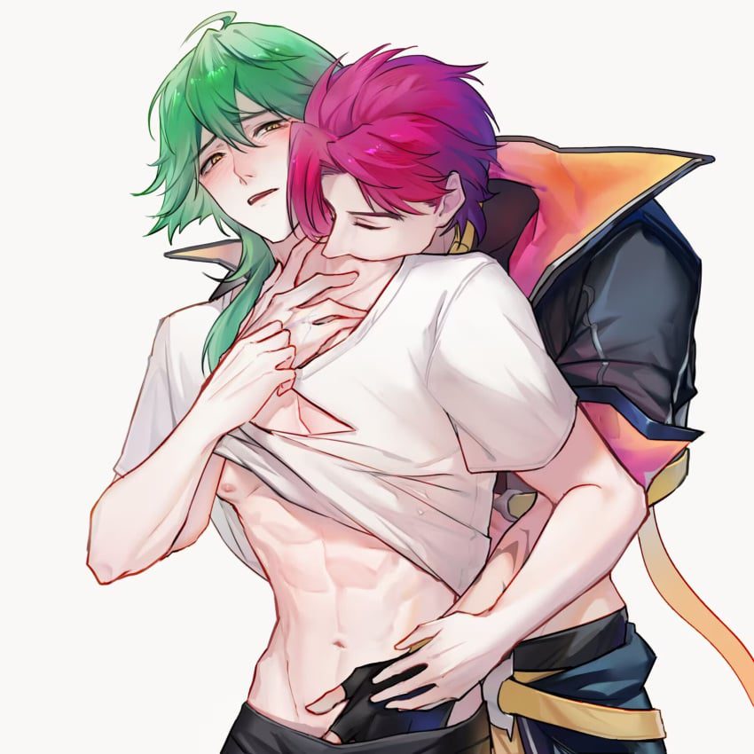 league-of-legends-hentai-art-–-gay,-two-tone-hair,-abs,-shirt-up