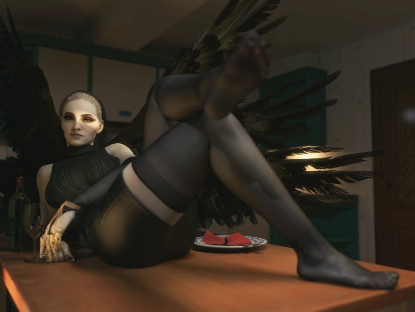 mothermiranda-hot-hentai-–-blonde-female,-plate,-feet-on-table,-foot-on-table,-feet,-dining-room,-capcom