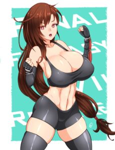 final-fantasy-rule-xxx-–-brown-hair,-shorts,-huge-breasts,-commentary-request,-gloves,-abs,-black-tank-top