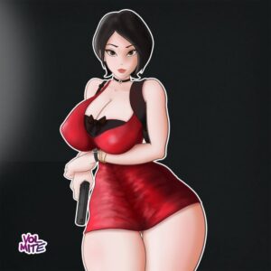 resident-evil-free-sex-art-–-red-dress,-chocker,-big-thighs,-resident-evil-olding-gun