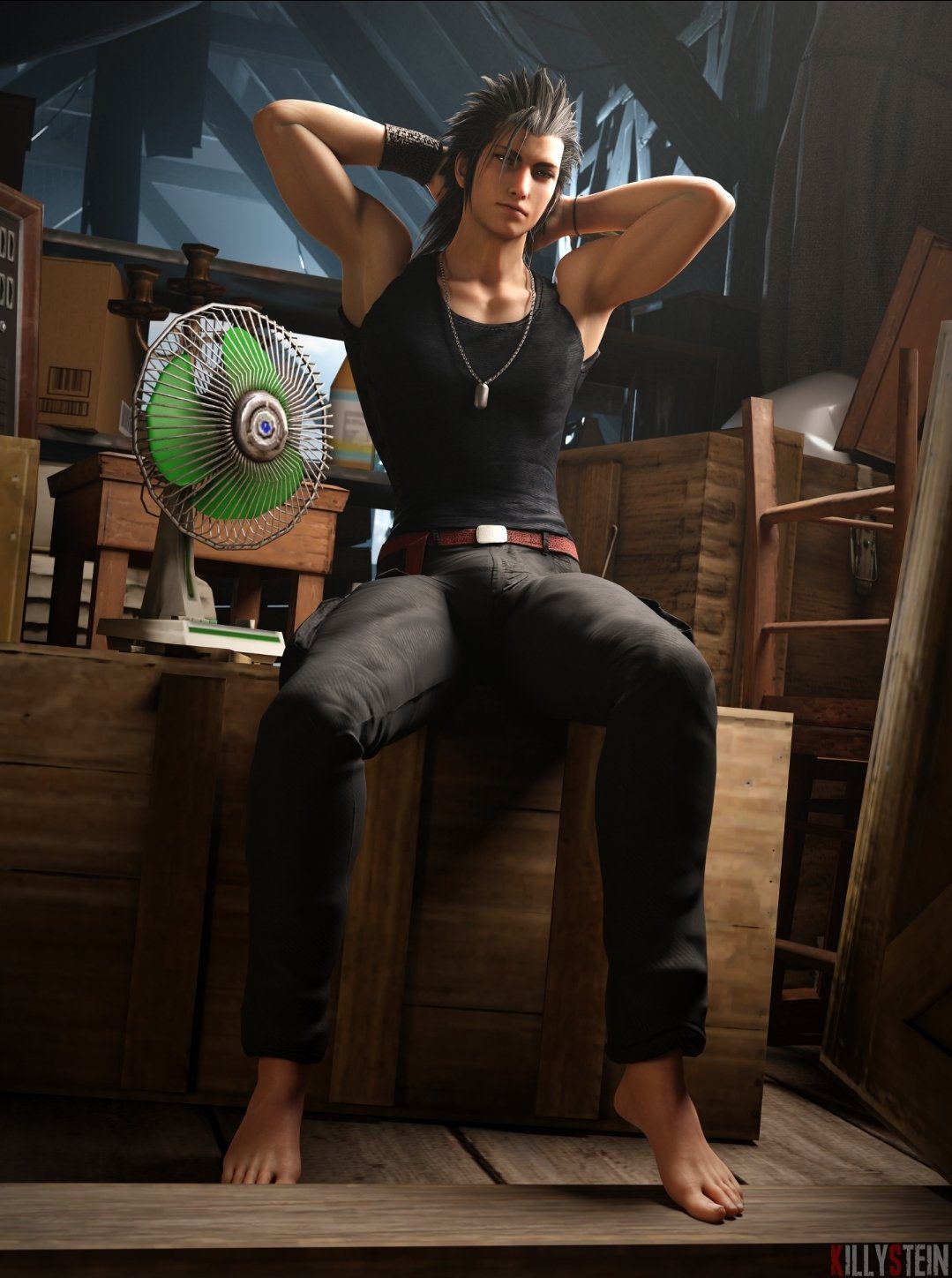 final-fantasy-porn-–-crotch,-,-barefoot,-arms-behind-head,-crotch-bulge,-male-focus,-solo