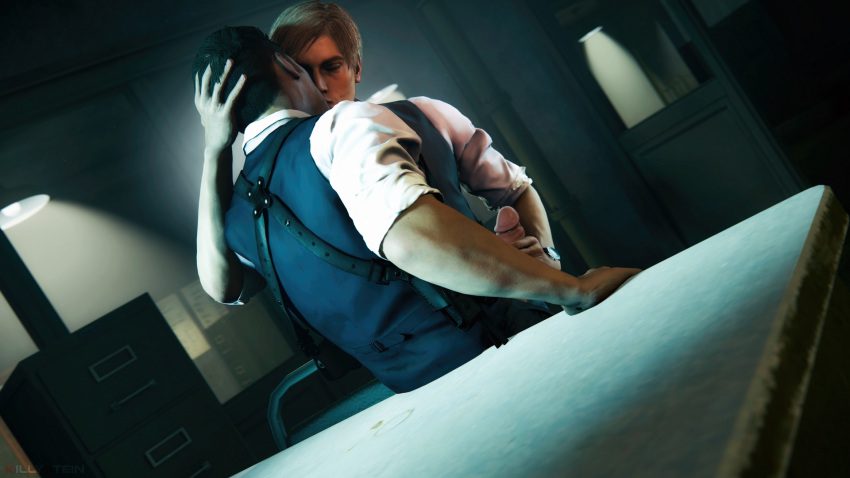 resident-evil-hentai-–-black-hair,-penis-grab,-necktie,-blonde-hair