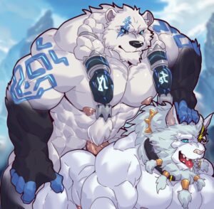 league-of-legends-hentai-art-–-lion,-muscular-male,-collar-only,-outside,-veiny-penis,-round-ears