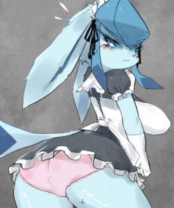 pokemon-sex-art-–-solo,-breasts,-maid-uniform,-blush,-nintendo,-looking-back