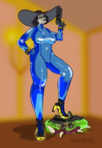 resident-evil-hot-hentai-–-metroid,-samus-aran-(cosplay),-taller-female,-bodysuit,-zero-suit,-resident-evil-illage,-metroid-(creature)