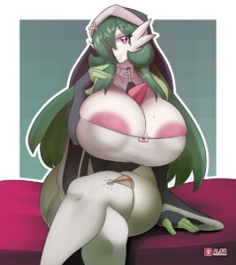 pokemon-hentai-porn-–-thighhighs,-pokémon-(species),-green-hair,-solo,-huge-breasts