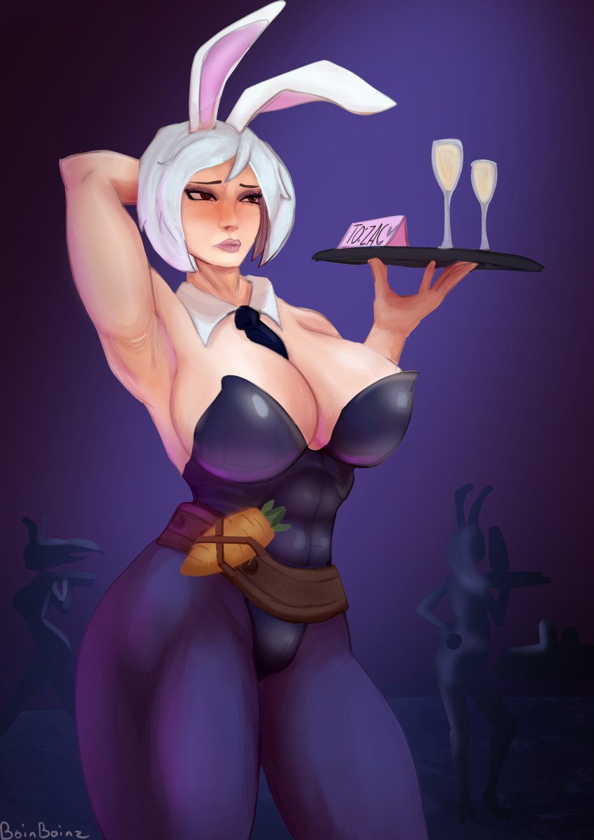 league-of-legends-free-sex-art-–-white-hair,-bunnysuit,-necktie-between-breasts,-arm-behind-head