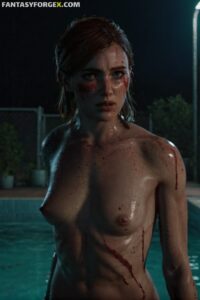 ellie-game-porn-–-naked,-toned-female,-ribs,-bloody-nose,-ellie-williams