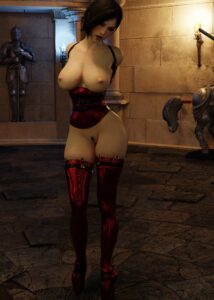 resident-evil-hentai-–-red-strapped-arm-binder,-capcom,-bdsm-outfit,-ada-wong,-medium-breasts,-trimmed-pubic-hair,-red-ballerina-latex-boots