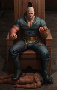 final-fantasy-porn-–-light-skinned-male,-clothed-male-nude-male,-beefy,-sitting-on-throne,-muscles,-bara,-masked