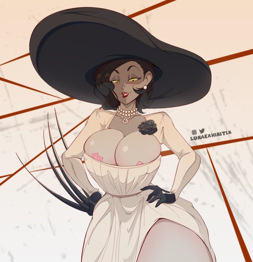 resident-evil-free-sex-art-–-red-lipstick,-hat,-long-claws,-pearl-necklace