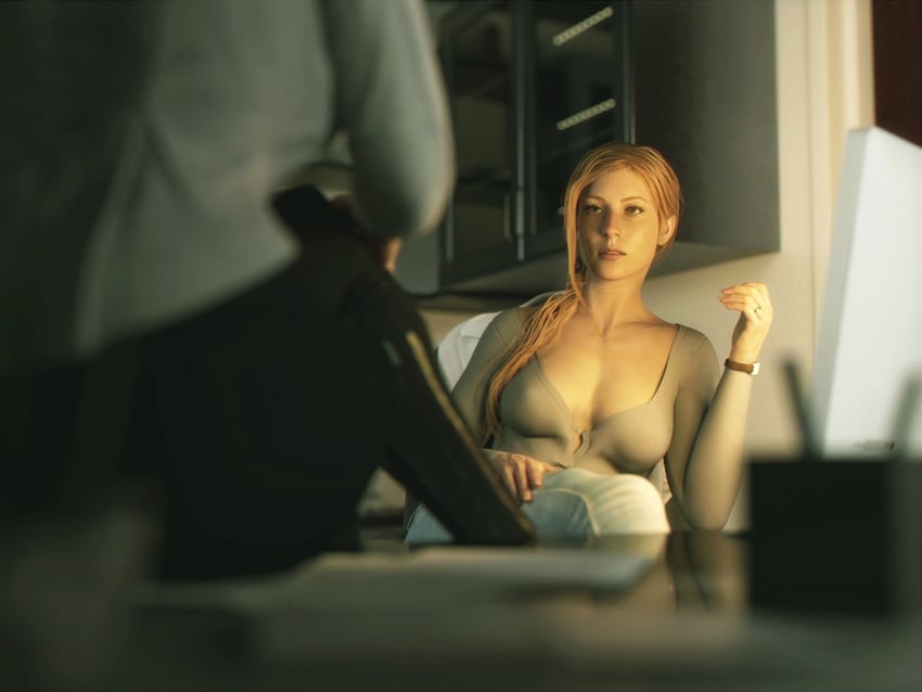 resident-evil-hentai-art-–-clothed-female,-crossed-legs,-office,-mature-female