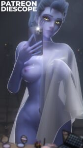 overwatch-hentai-xxx-–-holding-object,-breasts,-runny-makeup,-female-solo,-mirror,-purple-body,-standing