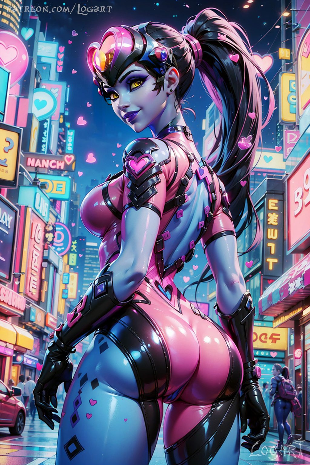 overwatch-game-porn-–-absurdres,-latex-clothing,-detailed,-female-only,-hourglass-figure,-neon-lights,-ls