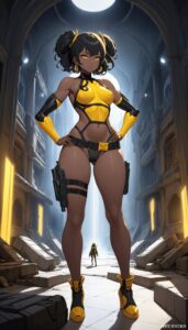 dara-rule-–-dark-skinned-female,-gun,-ear-piercing,-black-hair,-female