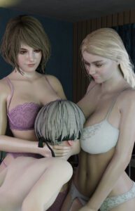 resident-evil-rule-–-smiling,-blonde-hair,-face-in-breasts,-ls,-nier:-automata,-,-yorha-9s