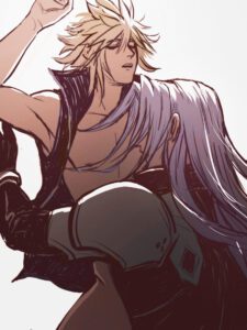 final-fantasy-xxx-art-–-partially-clothed,-licking-nipples,-long-hair,-square-enix,-open-clothes,-pauldrons