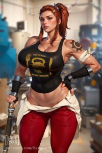 overwatch-porn-–-muscles,-female,-clothing,-abs,-large-breasts,-bare-thighs