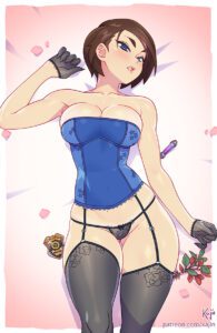 resident-evil-game-hentai-–-panties,-clothed,-on-bed,-big-breasts,-clothing,-blush,-blue-eyes