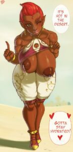 the-legend-of-zelda-porn-–-dark-skinned-female,-red-hair,-breath-of-the-wild,-wide-hips,-muscular-female,-gerudo,-muscular
