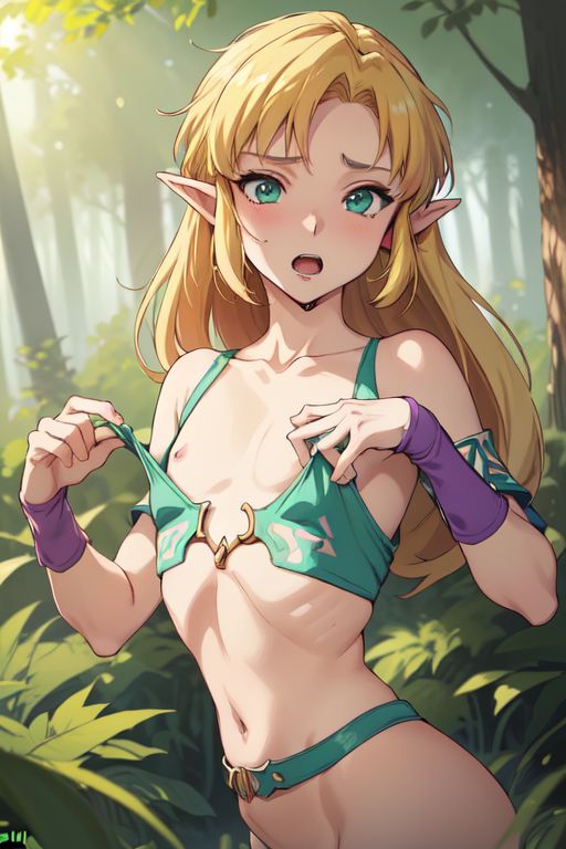 the-legend-of-zelda-game-hentai-–-flat-chest,-link,-forest-background,-blonde-hair,-nipples