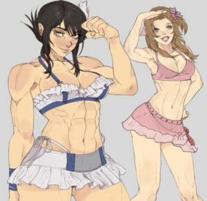 final-fantasy-hentai-art-–-aerith-gainsborough,-female,-muscular-female,-bikini,-ls,-tifa-lockhart