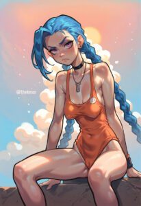 jinx-porn-hentai-–-skinny,-swimsuit,-sagging-breasts,-blue-hair,-cameltoe