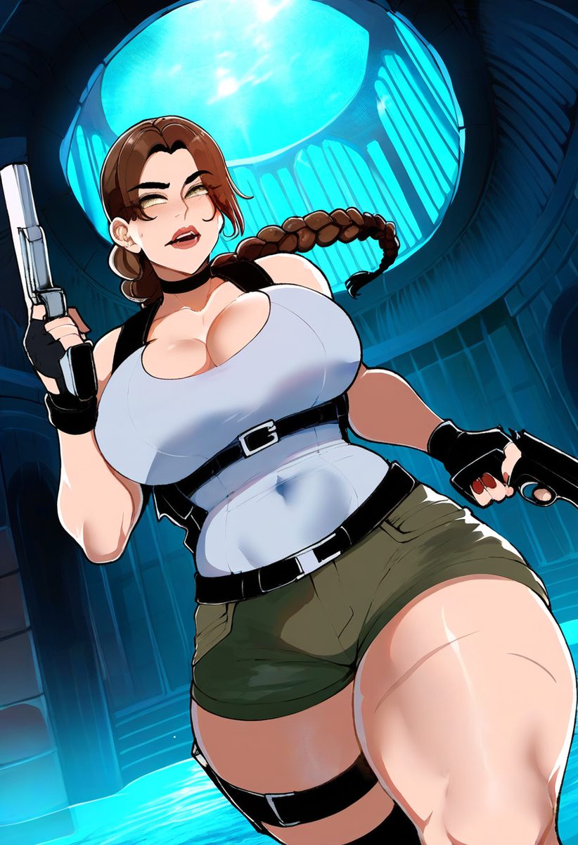 tomb-raider-xxx-art-–-ai-generated,-thick-thighs,-solo-female,-female,-green-eyes