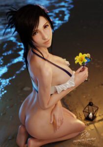 final-fantasy-porn-hentai-–-tifa-lockhart,-kneeling,-sideboob,-red-eyes,-female-focus,-rear-view