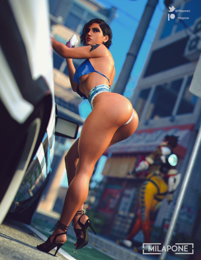 overwatch-game-hentai-–-shorts,-looking-at-viewer,-high-heels