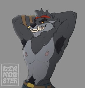 dire-hentai-art-–-nipples,-furry,-armpits,-pecs,-arms-behind-back