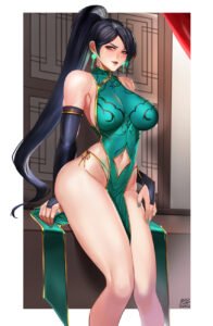 sage-rule-–-green-eyes,-pale-skinned-female,-ponytail,-navel,-thick-thighs