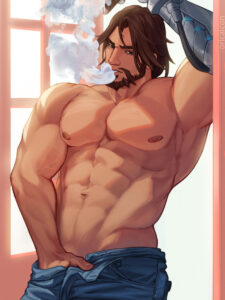 overwatch-hentai-–-gay,-solo-male,-smooth-skin,-detailed-background